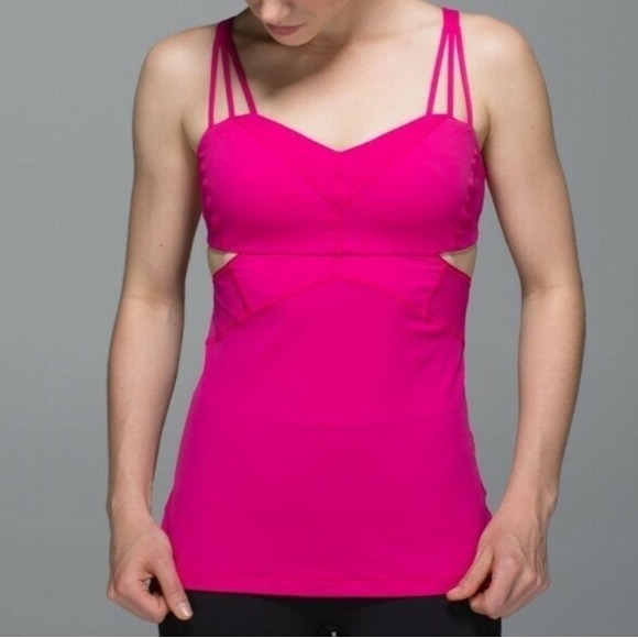 lululemon athletica Tops - Lululemon Size 4 Exquisite Tank 2 Jeweled Magenta Strappy Back‎ Workout Gym